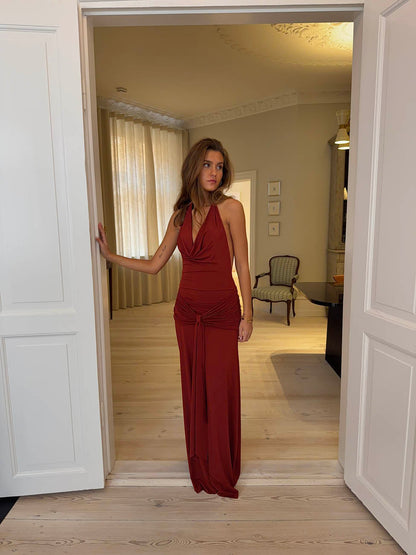 Redina dress with open back - Rust