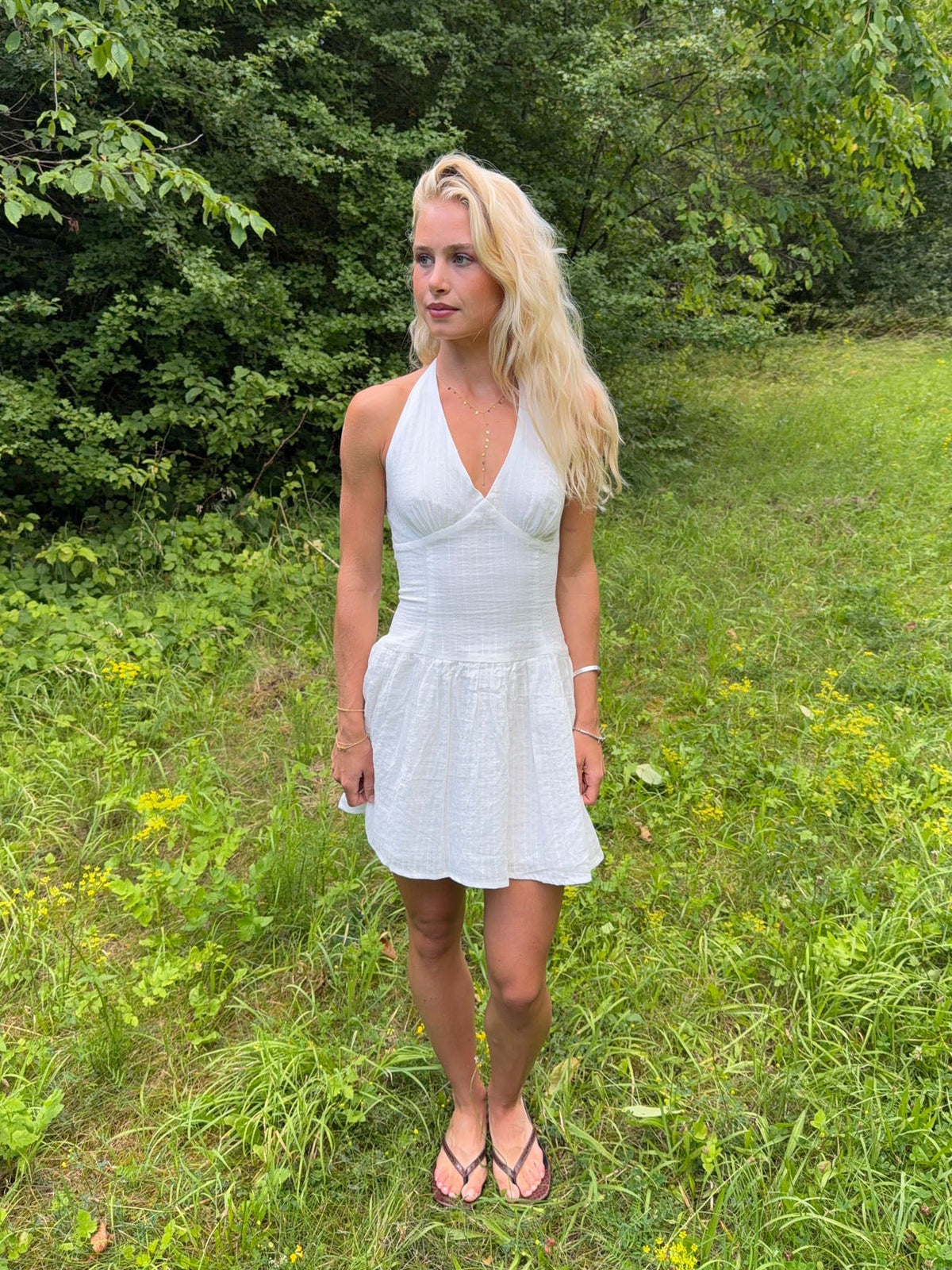 Zosia dress with tie detail – White
