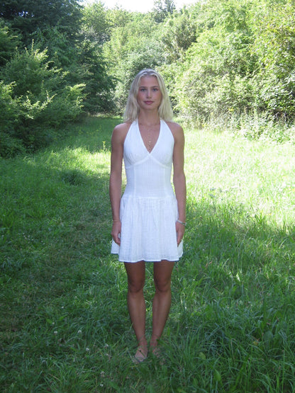 Zosia dress with tie detail – White