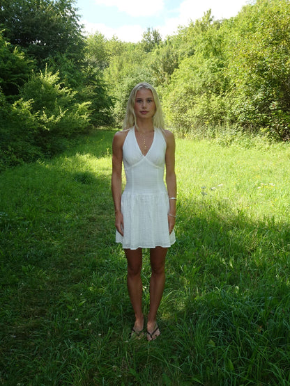 Zosia dress with tie detail – White
