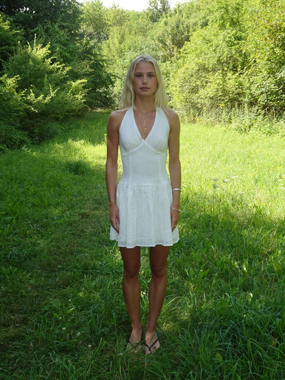 Zosia dress with tie detail – White