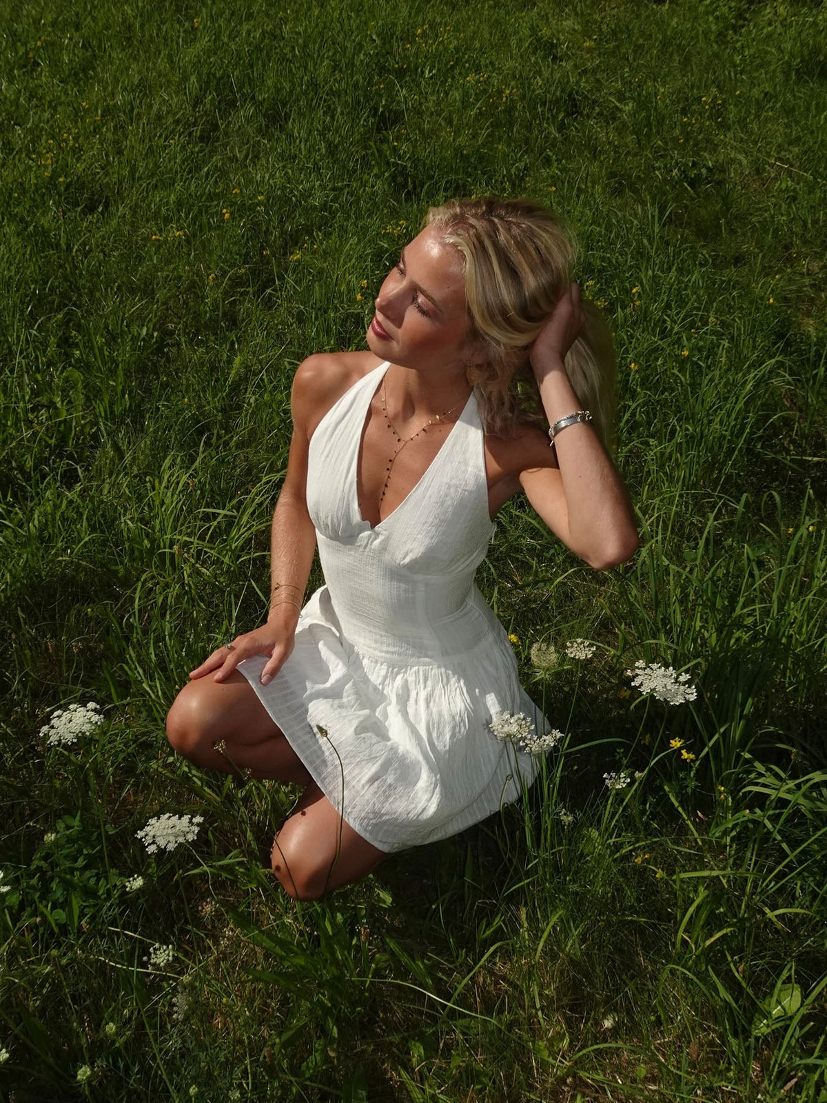 Zosia dress with tie detail – White
