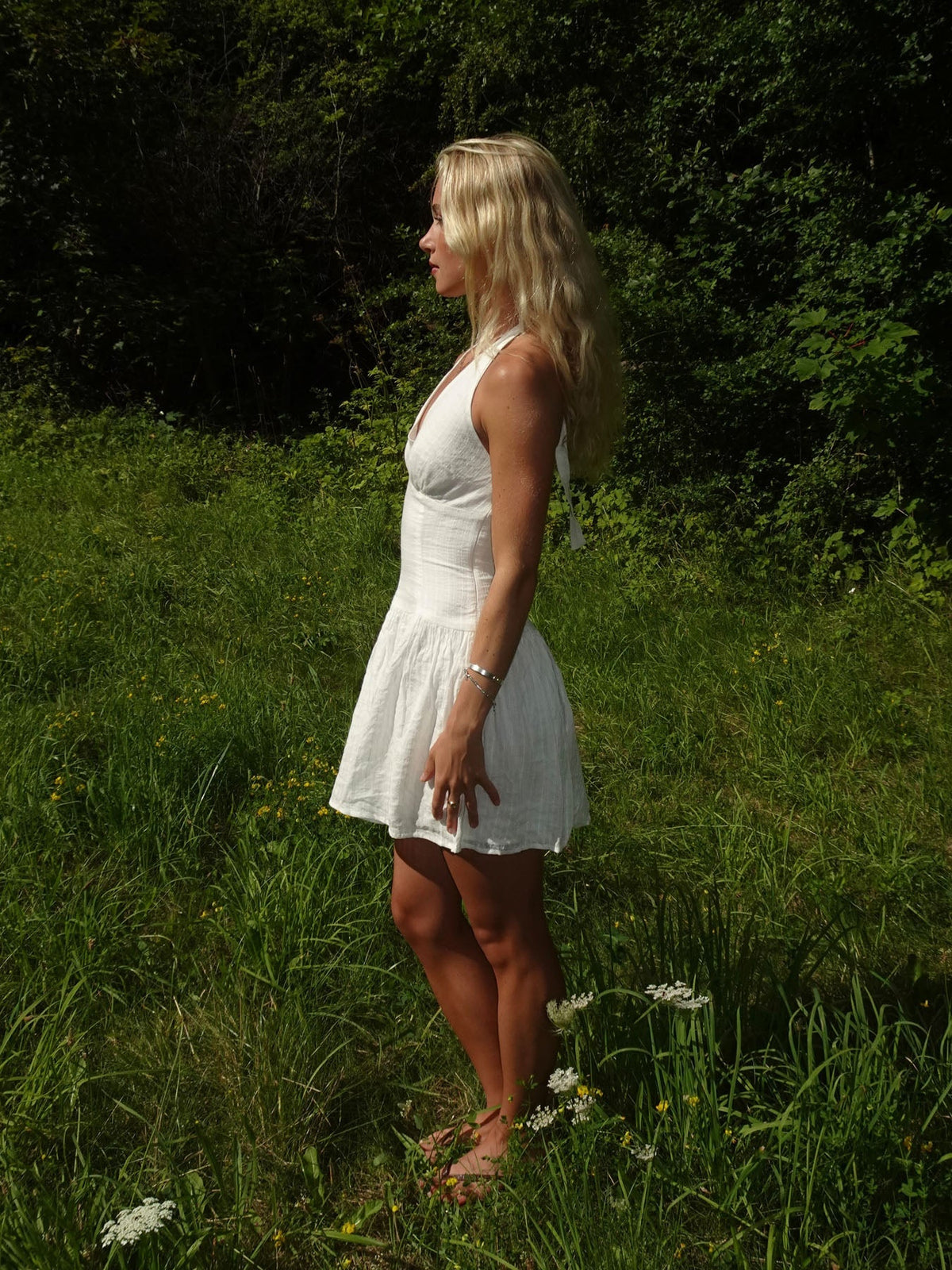 Zosia dress with tie detail – White