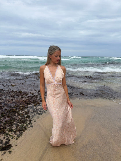 Kiliana dress with flowers - Orange/white