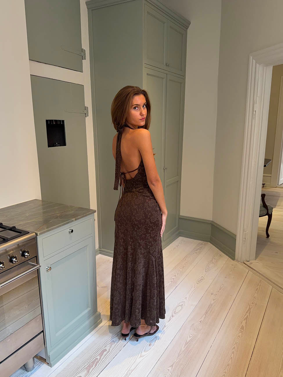Tulla dress with lace pattern - Brown