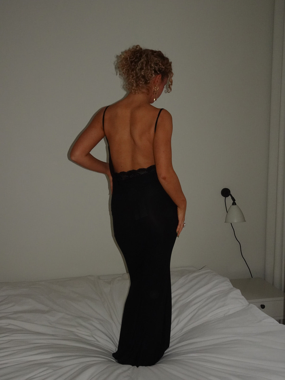 Marajana dress with deep lace back - Black