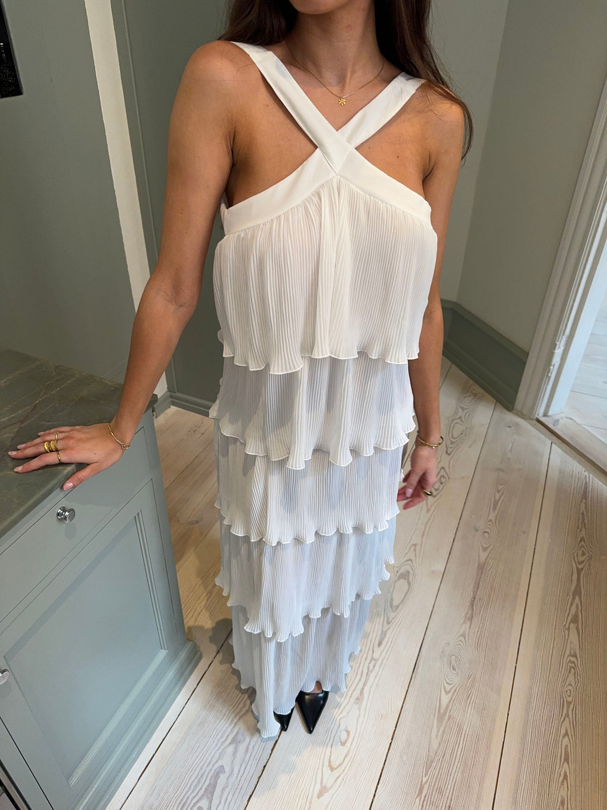 Daicy dress with ruffles - White