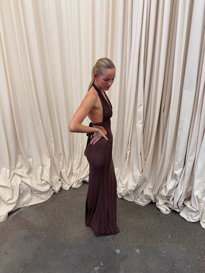 Sotina dress with glitter - Brown