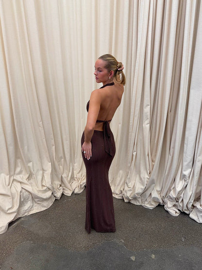 Sotina dress with glitter - Brown