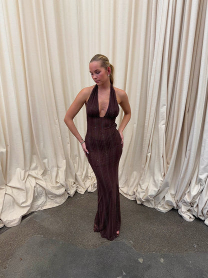 Sotina dress with glitter - Brown