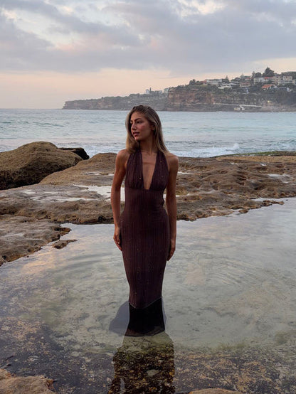 Sotina dress with glitter - Brown