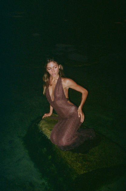 Sotina dress with glitter - Brown