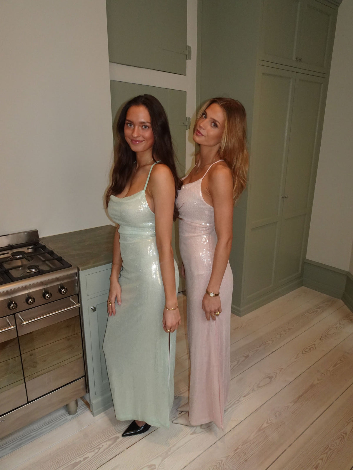 Jullie dress with sequins - Sage green