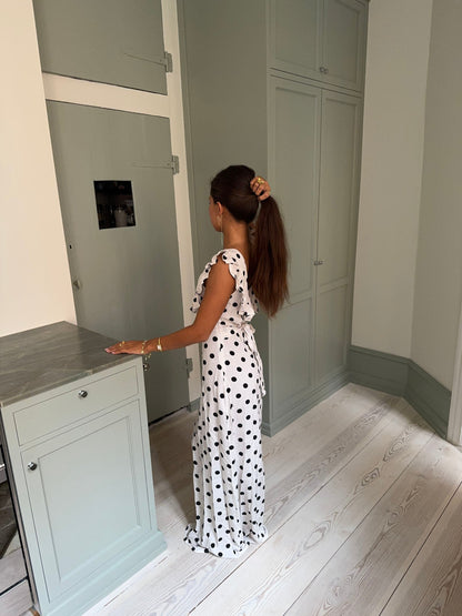 Luna dress with polka dots - Off White/black