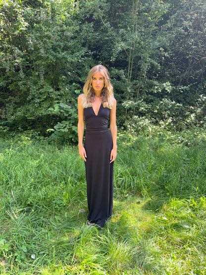 Clauda maxi dress with open back - Black