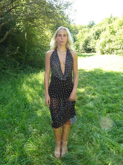 Lilli maxi dress with polka dots - Black
