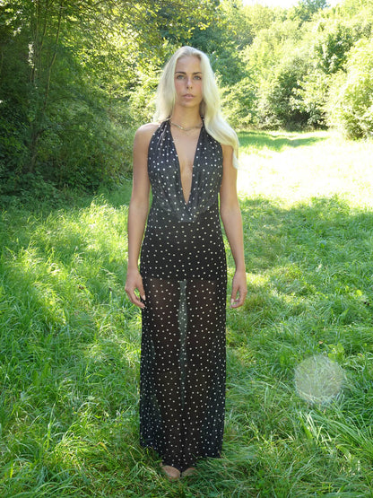 Lilli maxi dress with polka dots - Black
