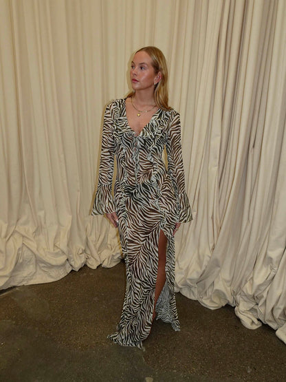 Amy dress with zebra print - Black/white
