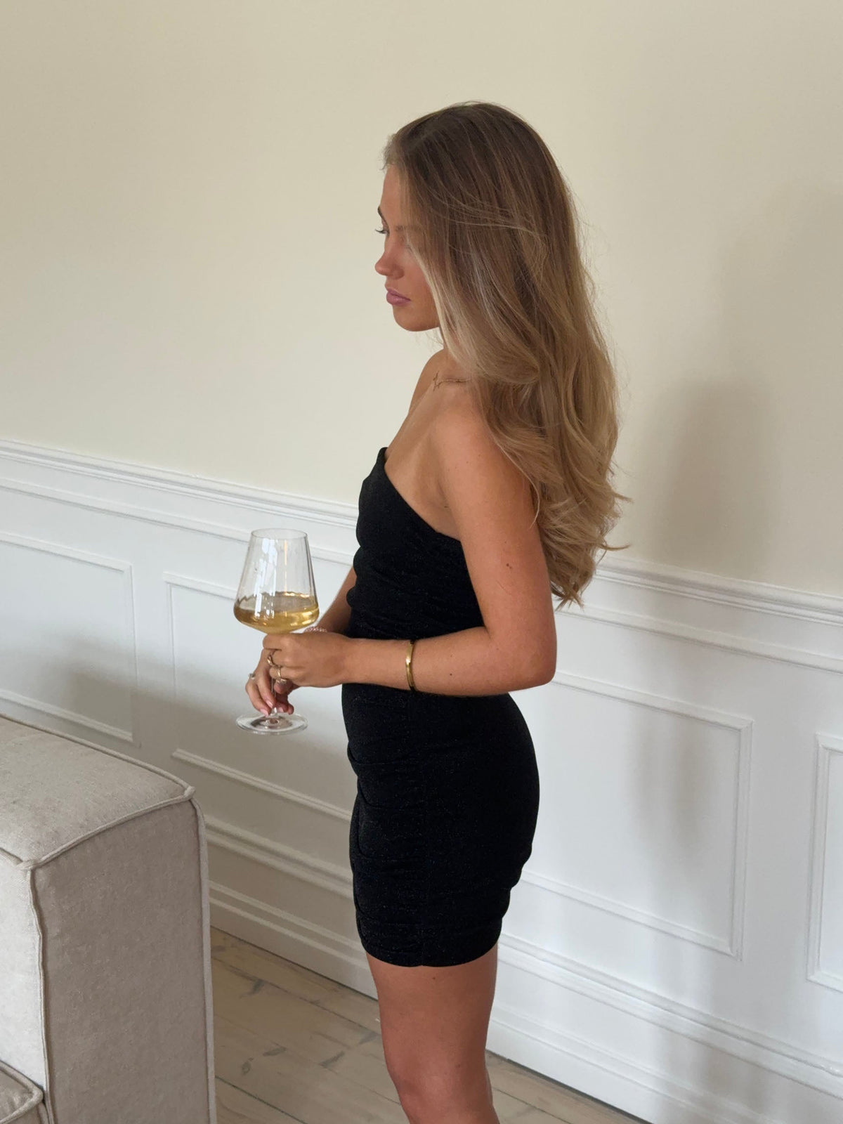 Rihanna dress with scrunch details - Black