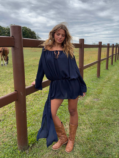 Aveline off shoulder dress - Navy