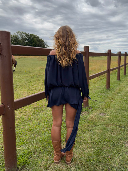 Aveline off shoulder dress - Navy