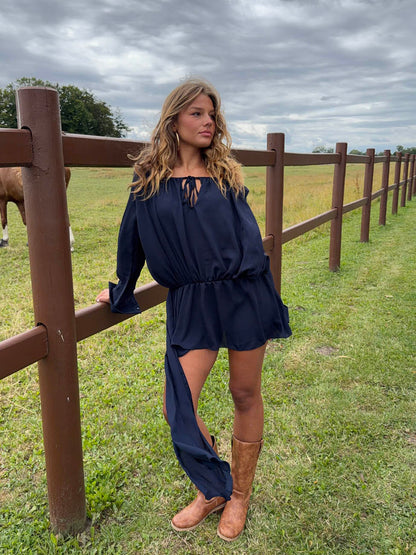 Aveline off shoulder dress - Navy