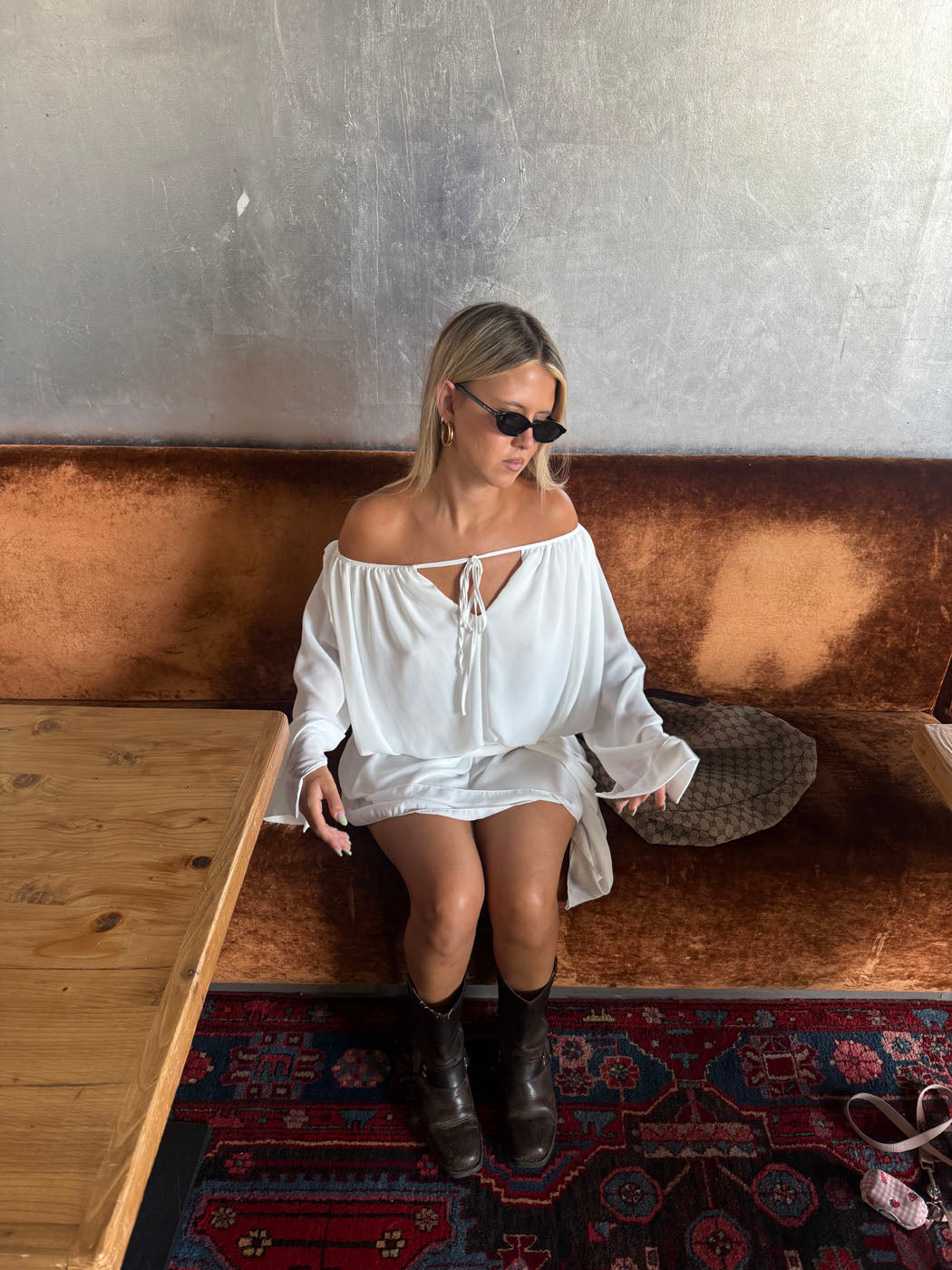 Aveline off shoulder dress – White