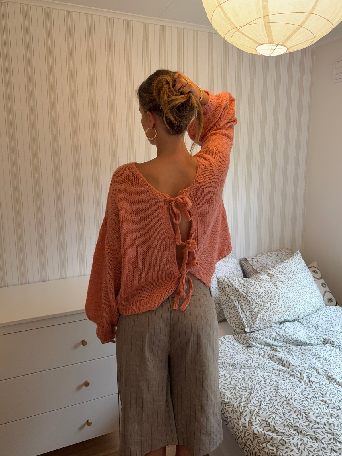 Berna knit with tie detail - Rose