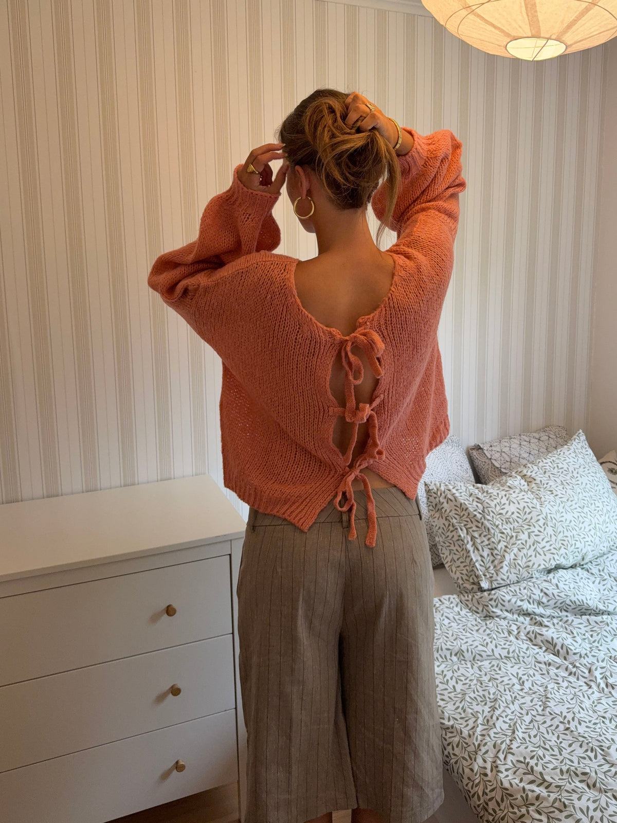 Berna knit with tie detail - Rose