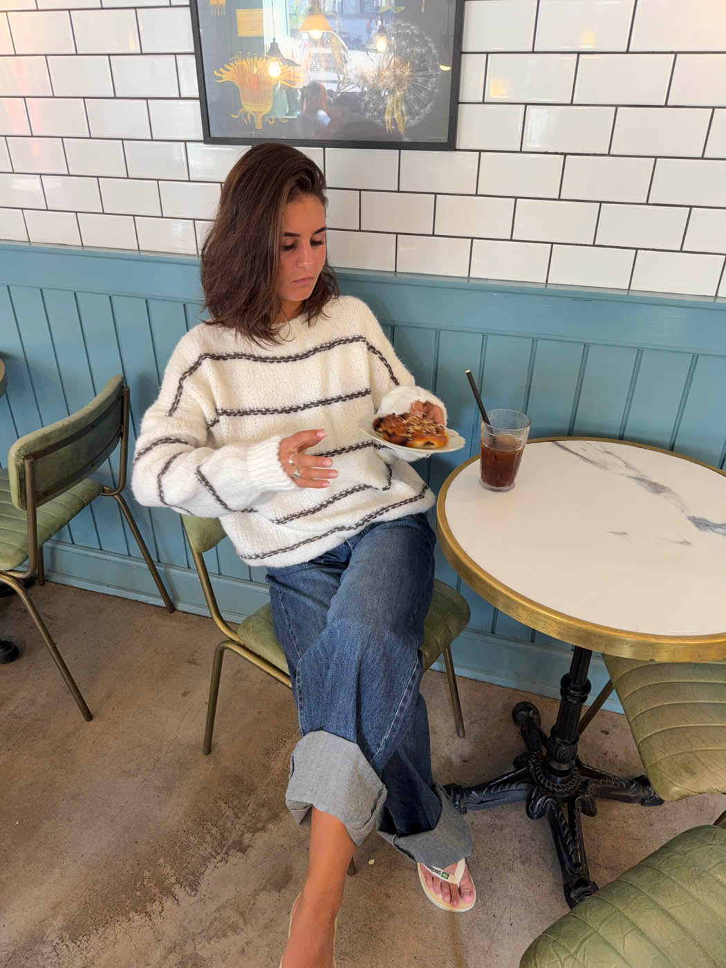 Rula knit - White/brown