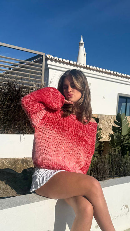 Pastana knitted sweater – Pink/red