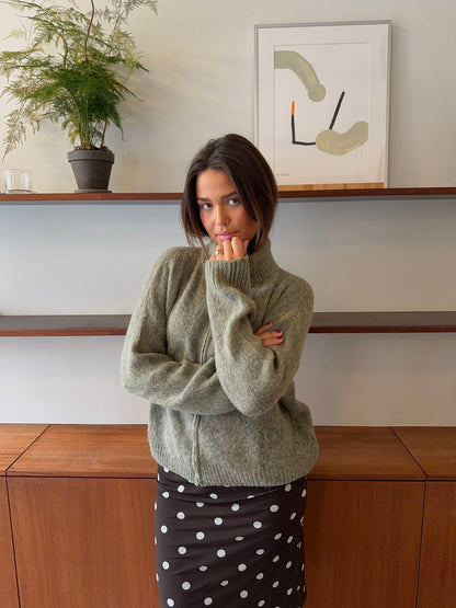 Kami zip up knit sweater – Green