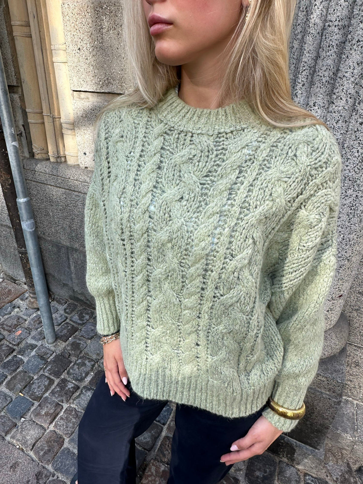 Raffaella knit sweater with balloon sleeves - Sage green