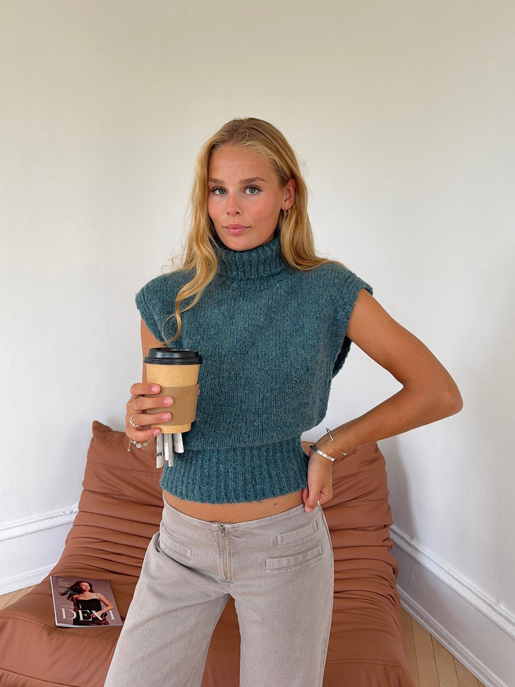 Nivena turtleneck vest - Blue